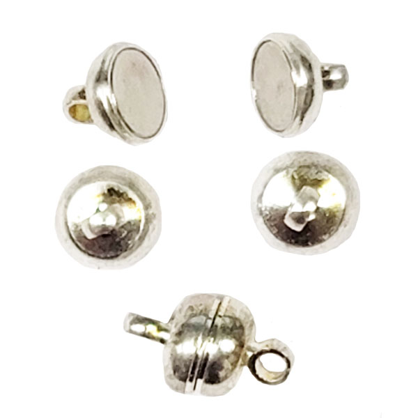 MAGENTIC BALL CLASP 6MM  SILVER COLOR(10 PCS)